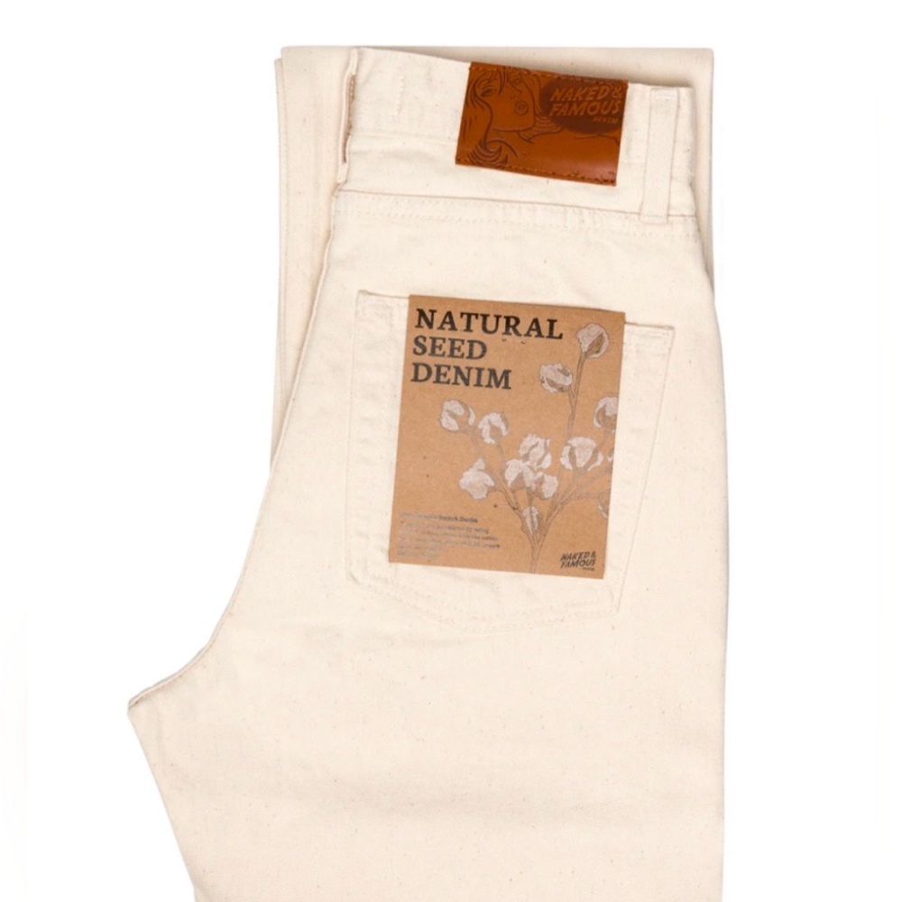 Naked and Famous Natural Seed Bone White Denim